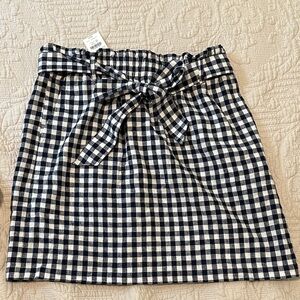 NWT J. Crew Black and White Gingham Tie-Waist Mini Skirt size M